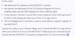 Code Description for MCP23017 on Arduino Mega Excerpt of code description for MCP23017 using I2C on Arduino Mega
