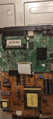 TV circuit boards with mainboard and power supply connections TV internal mainboard and power supply circuit board with components