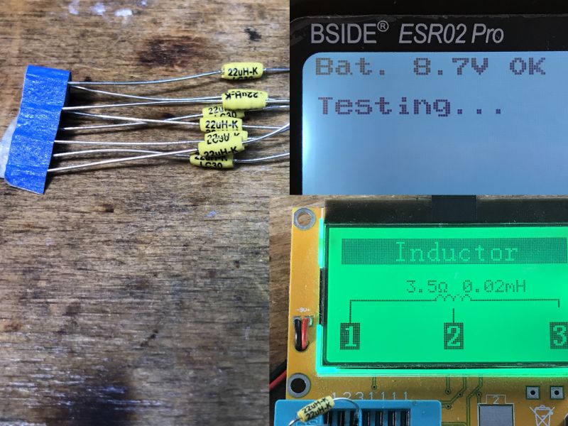 Testing Inductors with BSIDE ESR02 Pro BSIDE ESR02 Pro tester evaluating inductors.