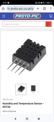 DHT20 humidity and temperature sensor with four metal pins.