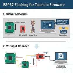 ESP32 connection diagram for Tasmota firmware flashing using USB-to-Serial