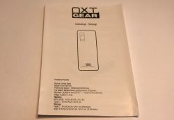 NXT Gear power bank user manual with technical specs at the bottom of the page