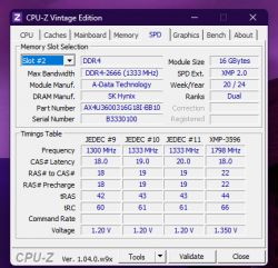 Zrzut ekranu z programu CPU-Z, zakładka SPD.