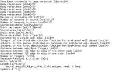 Text with MOSFET parameters for low-noise amplifier design.