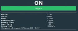 Smart Plug Energy Measurement Configuration Smart plug configuration panel with energy measurement information.