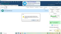 Okno ADB AppControl z ostrzeżeniem o wyłączeniu aplikacji systemowej