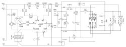 Schemat sterownika triaka z układem U2008B, BTA41 i elementami RC oraz złączami START i OUT/IN.