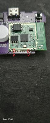 Electronic Module on Circuit Board Electronic module on a circuit board with pin markings.