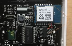 Electronic Board with WB3S Module Close-up of an electronic board with a WB3S module labeled with its model and serial number.