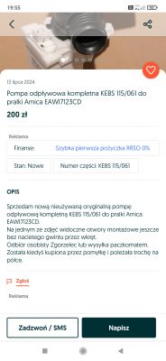 Pralka Amica EAWI7123CD błąd E3 - nie odprowadza wody, co robić?
