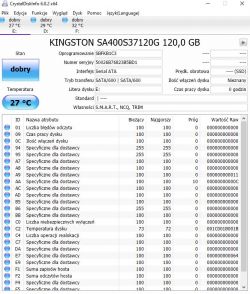 Screenshot of CrystalDiskInfo displaying details of a Kingston SA400S37120G 120 GB disk.