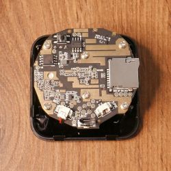 PCB board with microSD slot and connectors labeled MIC and SPK