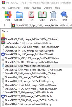 Screenshot of a file archive displaying the contents of a ZIP file with multiple binary files.