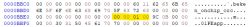 Screenshot of a hex editor showing a data string with a highlighted segment in yellow.