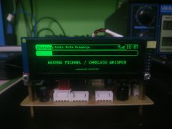 LCD module displaying “Radio Złote Przeboje” and the song “Careless Whisper”.