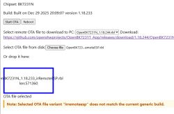 Error message during OTA upload attempt for BK7231N chipset