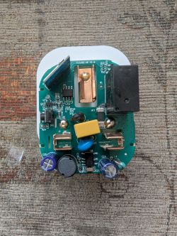 Inside of an Electronic Plug Interior of an open plug showing electronic components.