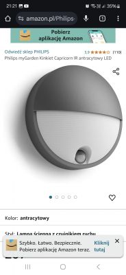 Zdjęcie antracytowego kinkietu Philips myGarden Capricorn IR LED.