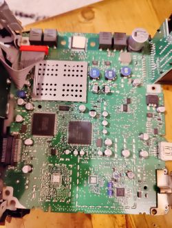 RD45 Car Radio Circuit Board Close-up of a car radio circuit board with various electronic components.