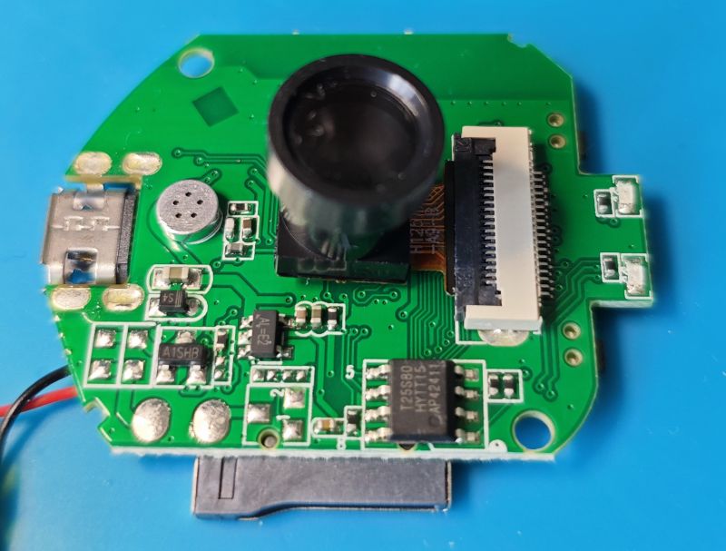 Mini Spy Camera PCB with Lens and FFC ZIF Connector A mini spy camera circuit board with a microphone, lens, and 18-pin FFC ZIF connector on a blue background.