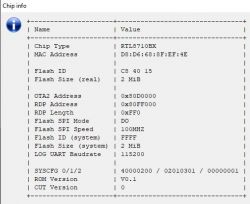 RTL8710BX Chip Information Screenshot displaying RTL8710BX chip information