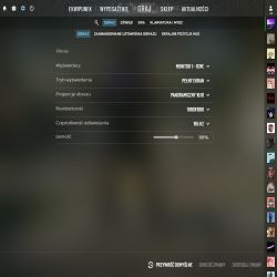 Ustawienia obrazu w CS2: pełny ekran, 1080x1080, 165 Hz, proporcje 16:10