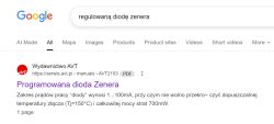 Google search result for “regulowaną diodę zenera” showing AVT Zener diode PDF link