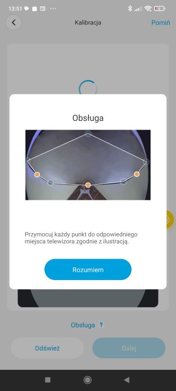 Govee app screen showing calibration points placement instructions for TV lighting