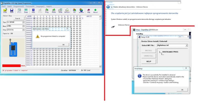 EZP2010 Programmer Not Linking to Windows 7/32-bit/XP: Unknown Device & Driver Troubleshooting