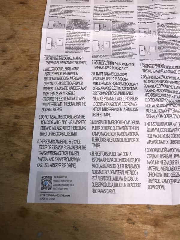 Wireless Doorbell Instruction Manual Instruction manual for a wireless doorbell.