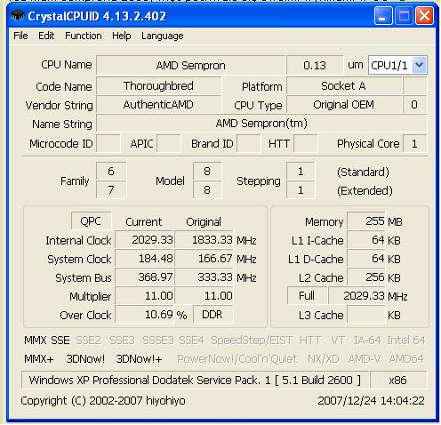 Bezpieczne podkręcanie procesora AMD Sempron 2600+ w BIOS-ie - maksymalne wartości?