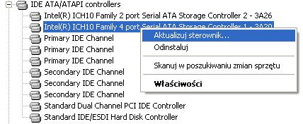 Instalacja sterownika AHCI po instalacji systemu XP Instalacja sterownika AHCI po instalacji systemu XP