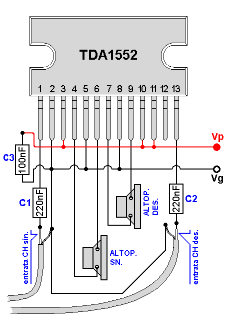 Схема подключения микросхемы тда 7388 TDA 1552 burczenia na jednym kanale - elektroda.pl