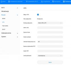 Zrzut ekranu interfejsu konfiguracji VPN na routerze Huawei B535-232.
