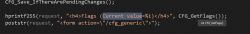 Screenshot of programming code showing a function displaying flag values.