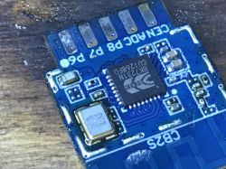 Close-up of Tuya CB2S BK7231N module with QFN chip.