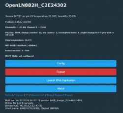 OpenLN882H user interface with DHT11 sensor data