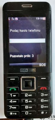 Telefon Maxcom MM236, brak kodu odblokowującego (hasła telefonu) Telefon Maxcom MM236, brak kodu odblokowującego (hasła telefonu)