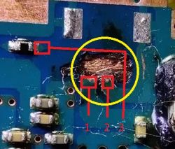 Wyrwane pady lutownicze, alternatywne podłączenie wentylatora - PS2 Slim SCPH-77004