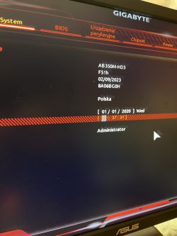 GA-AB350-hd3 + Ryzen 5500 - brak obrazu, BIOS zaktualizowany