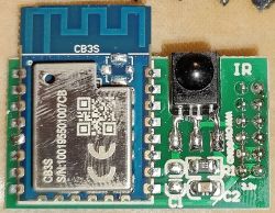 CB3S module with antenna and infrared receiver on a PCB
