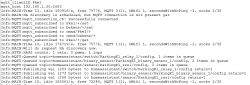 Screenshot of MQTT connection logs showing configuration attempts and Home Assistant discovery.
