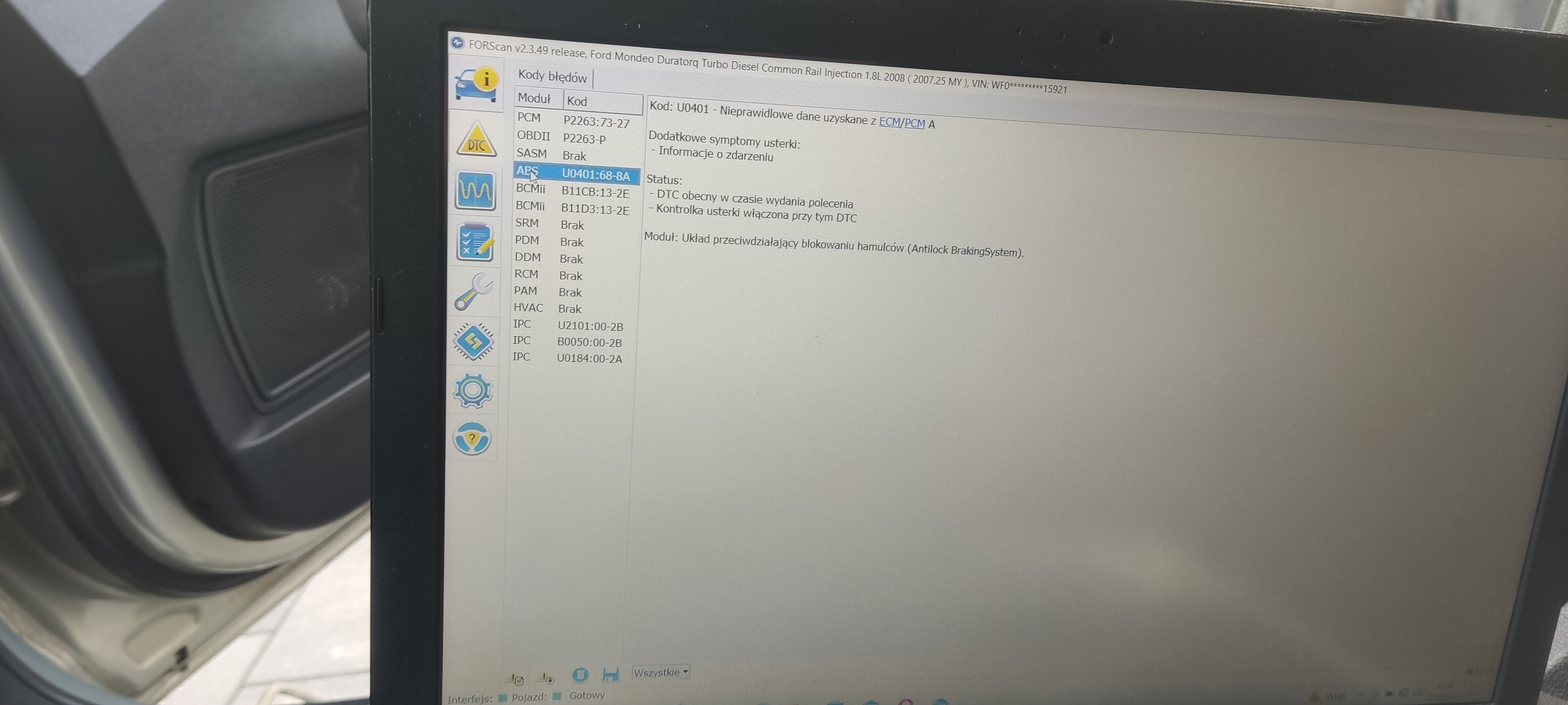 [Rozwiązano] Ford SMax 2.0 TDCI błąd w ABS U0401