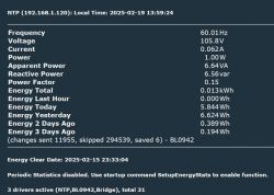Screenshot displaying energy parameters of a device.