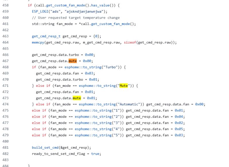 A fragment of C++ code with the word Mute highlighted in a conditional and variable assignment.