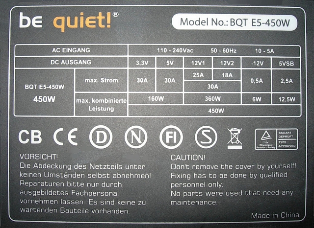 Be Quiet model: BQT E5-450W po wymianie elektrolitów i co dalej?