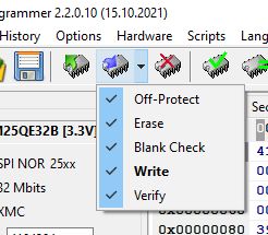 Configuration menu in CH341A Programmer with all verification options checked