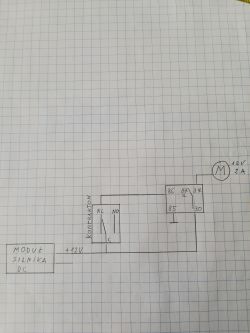 Podłączenie kontaktronów do silnika DC 12V 3A przez przekaźnik - schemat