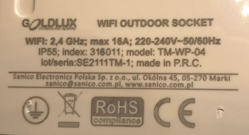 External IP55 surface-mounted socket controlled by Wi-Fi - Sanico TM-WP-04