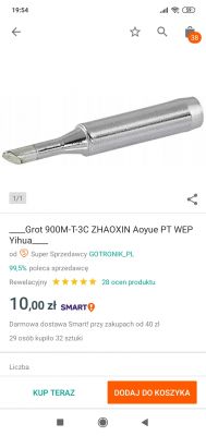 Jaki grot do Zhaoxin 936AH z Gotronika do lutowania TFT/SMD?